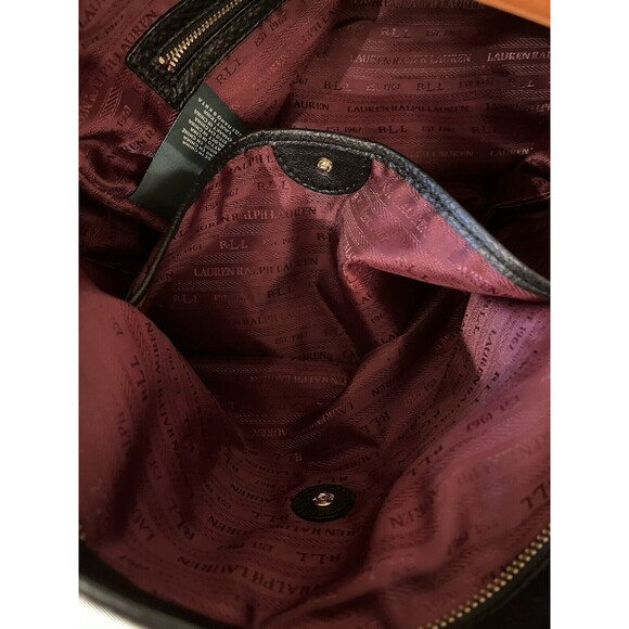 RALPH LAUREN BLACK LEATHER HOBO COLLECTION VINTAGE SHOULDER BAG - Picture 9 of 12